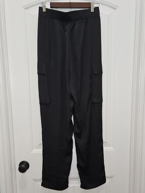 RD Style Black Satin Cargo Pants New Small Women's